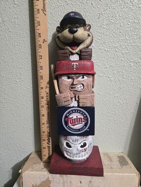 Minnesota Twins Themed Red Navy Wooden Totem Figurine